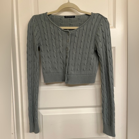 Brandy Melville Sweaters - Brandy Melville Teal Cable Knit Crop Cardigan, Women’s Size XS/S